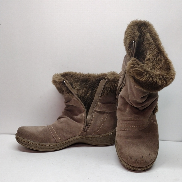 Baretraps Extreme Brown Suede Ankle Boots l Size 8 M l Leather Faux fur - Picture 2 of 10